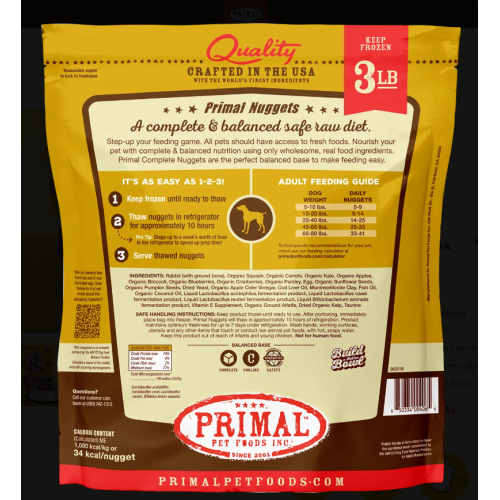 Primal Frozen Raw Rabbit Nuggets