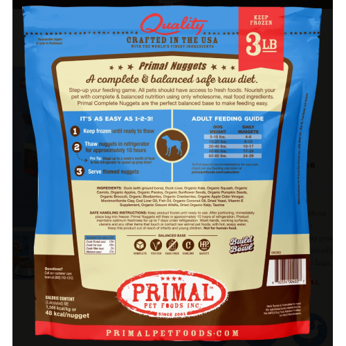 Primal Frozen Raw Duck Nuggets
