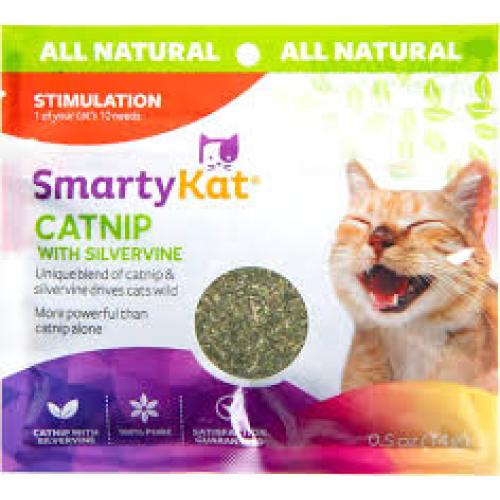 SmartyKat Catnip with Silvervine, Pure & Potent Blend for Cats, Resealable Pouch, 0.5 oz
