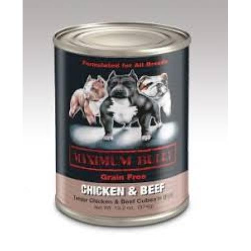 Maximum Bully Chicken & Beef Cubes in Broth 13.2-oz, Wet Dog Food