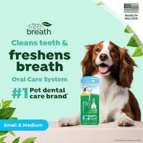 TropiClean Fresh Breath Oral Care Plaque & Tartar Remover Small/Medium Dog Toothbrush Kit