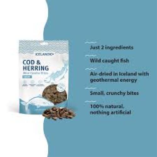 Icelandic+ Grain-Free Mini Cod & Herring Combo Bites Adult Crunchy Cat Treats, 1.7-oz bag