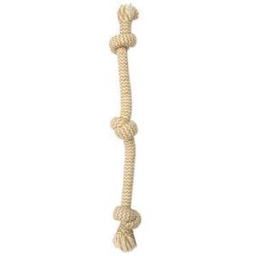 ,MAMMOTH Flossy Chews 3-Knot Bone Extra Peanut Butter-Scented Dog Toy 26 inch