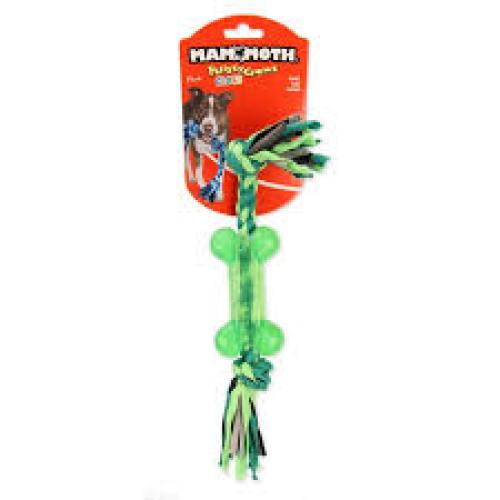 Mammoth Pet Products Cloth Dog Toy Rope w/TPR Bone Assorted 1ea/SM