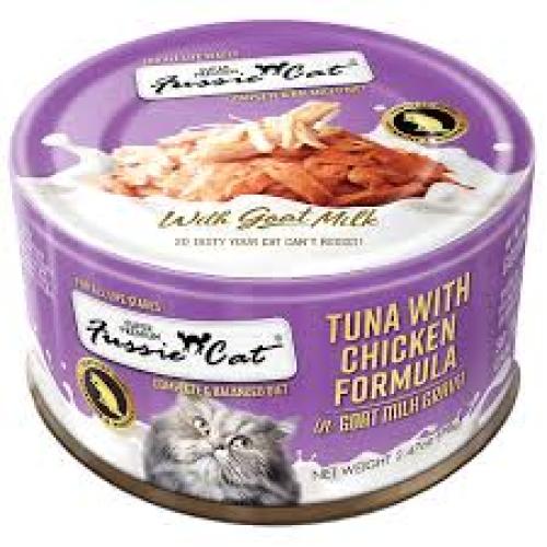 Fussie Cat Tuna with Chicken in Goats Milk Wet Cat Food, 2.47-oz can