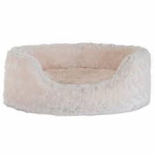 Furhaven Two-Tone Faux Fur & Suede Oval Lounger with Removable Washable Dog Bed Cover, Small, 19"