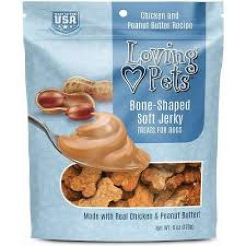 Loving Pets Bone-Shaped Soft Jerky Treats Peanut Butter, 6 oz