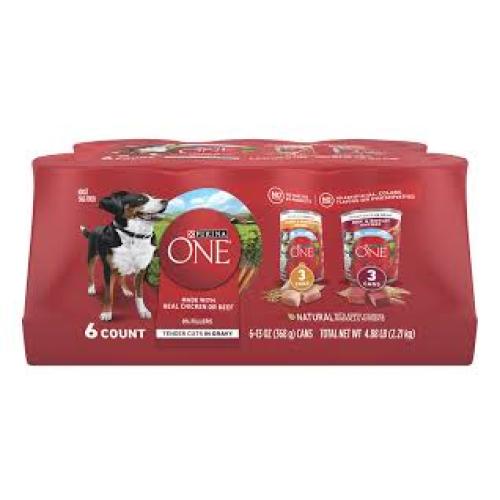 Purina ONE Classic Ground Entree Variety Pack Wet Dog Food 13 oz 6 ct