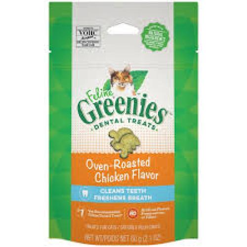 Greenies Feline Oven Roasted Chicken Flavor Adult Dental Cat Treats 2.1 oz
