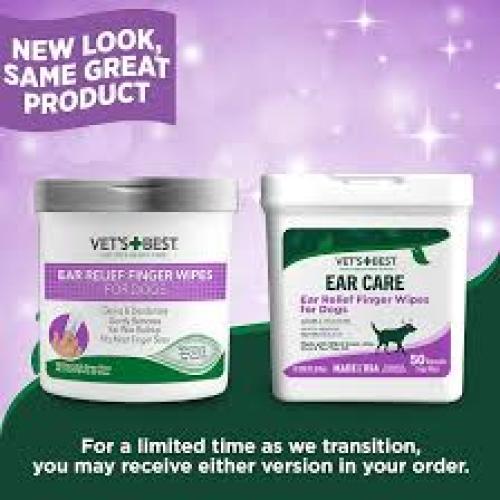 Vet's Best Ear Relief Finger Wipes | Ear Cleansing Finger Wipes for Dogs  50ct