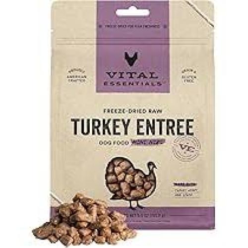 Vital Essentials Freeze Dried Raw Dog Food, Turkey Mini Nibs Entree, 5.5 oz