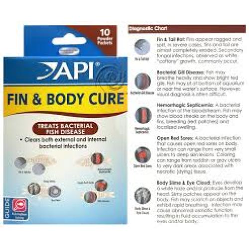 API FIN & BODY CURE Freshwater Fish Powder Medication 10-Count Box