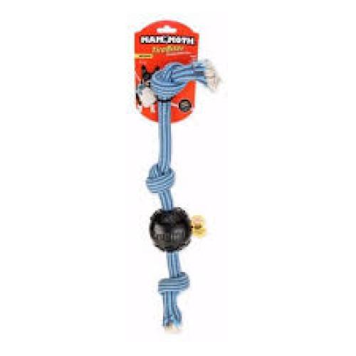Mammoth TireBiter Ball w/Rope Dog Toy 3 Knot MD 3 in.