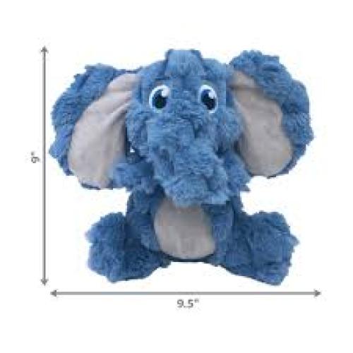 KONG Scrumplez Dog Toy - Soft Plush Squeaker Toy (Blue Elephant )
