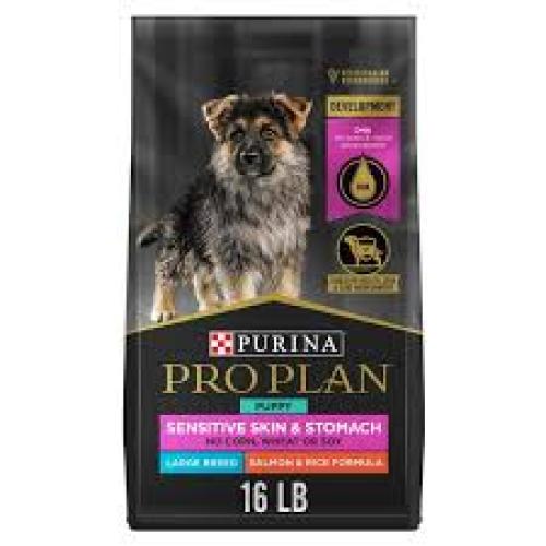Purina Pro Plan Sensitive Skin and Stomach Large Breed Puppy Food Salmon and Rice Formula - 16 Lb. B