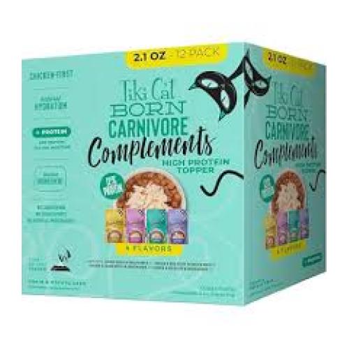 Tiki Cat Born Carnivore Complements Variety Pack Grain-Free Wet Cat Food Topper, 2.1-oz pouch, case