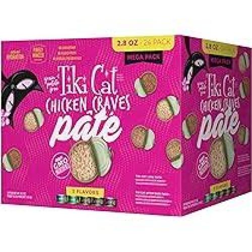 Tiki Cat Chicken Craves Variety Pack Grain-Free Pate Wet Cat Food, 2.8-oz can, case of 24