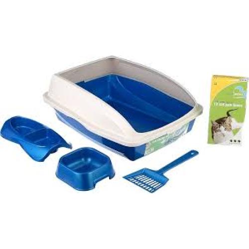 Van Ness Plastics Cat Starter Framed Litter Pan Kit White|Blue, 1ea/One Size