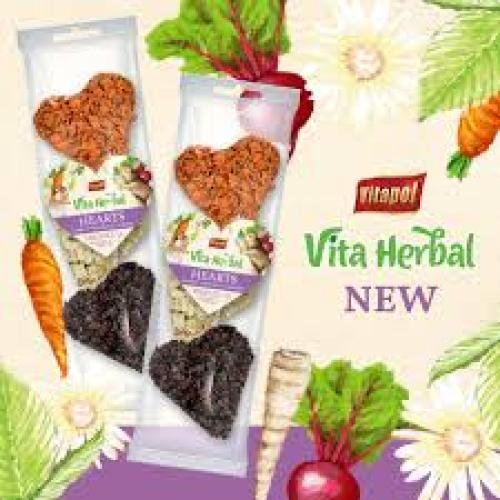 A & E Cages Vitapol Vita Herbal Hearts Small Animal Treats Carrot, Beetroot & Parsnip, 1ea/3 pk