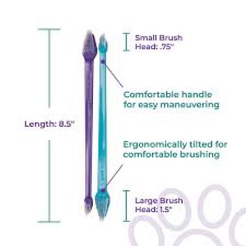 Paw Brothers Dual-End Tooth brush  Blue/Purple 1ct