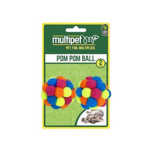 Multipet PomPom Ball w/ Rattle Cat Toy