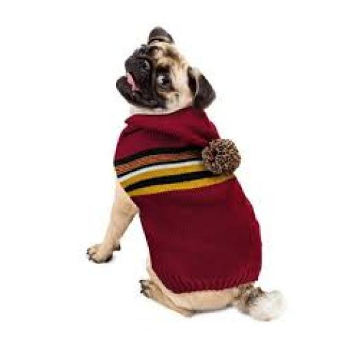 Fashion Pet Hooded Pom Pom Sweater Wine LG