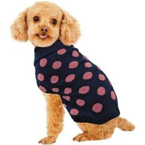 Fashion Pet Contrast Dot Dog Sweater Pink XS