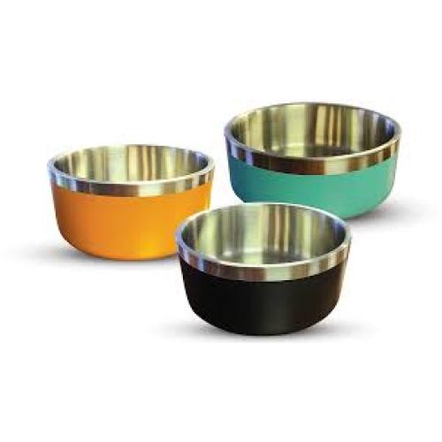 QT Dog Stainless Steel Double Wall Bowl  Aqua MD