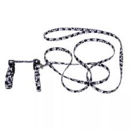Coastal Figure "H" Fashion 3/8in Wide 10-18in Adjustable Cat Harness and Leash Combo Black Skulls