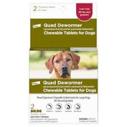Elanco Chewable Quad Dewormer for Dogs 2 tablets, 1ea/LG Dogs (Over 45 Lbs)