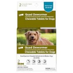 Elanco Chewable Quad Dewormer for Dogs 2 tablets, 1ea/MD Dogs (26-60 Lbs)