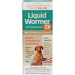 Durvet Liquid Wormer 2X Dewormer for Dogs and Puppies 16 oz