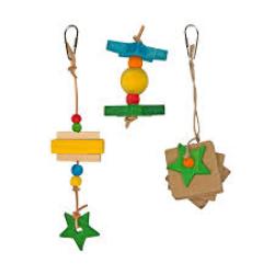 A & E Cages Happy Beaks Tiny StarsWood Variety Pack Bird Toy