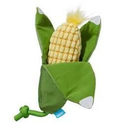 Bark Corn On The Slob Corn Yellow Green Plush Dog Toy, Medium