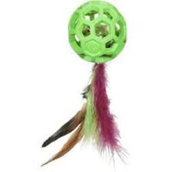 JW Pet Cataction Feather Ball with Bell Cat Toy Green