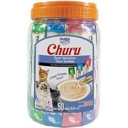 Inaba Churu Tuna & Chicken Puree Variety Pack Grain-Free Lickable Cat Treat, 0.5oz tube, 50 ct