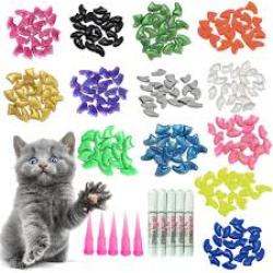 Cat Nail Caps Assorted Size/Color 60 Caps w/Glue