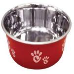Spot Barcelona Stainless Steel Paw Print Dog Bowl Red Large
