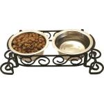 Spot Mediterranean Double Diner Dog Bowl Silver, 1ea/1 pt