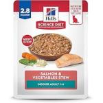 Hill's Science Diet Adult Indoor Salmon & Vegetables Stew Wet Cat Food, 2.8-oz pouch