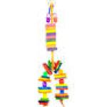 A & E Cages Happy Beaks Wooden Spoon w/Bagels, Blocks & Beads Bird Toy 1ea/5In X 2In X 15 in