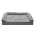 Fur Haven Pet Products Plush & Suede Sofa Orthopedic Pet Bed Almondine, 1ea/MD grey