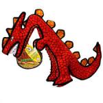 Tuffy Dinosaur Destructosaurus Durable Dog Toy Red