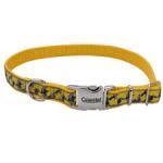 Ribbon Adjustable Nylon Dog Collar with Metal Buckle Yellow, 1ea/5/8 In X 8-12 in