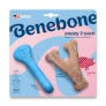 Benebone Puppy Wishbone & Rubber Bone Bacon Dog Chew Toy 2pk