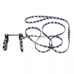 Coastal Figure "H" Fashion 3/8in Wide 10-18in Adjustable Cat Harness and Leash Combo Black Skulls