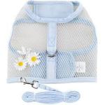 Doggie Design Cool Mesh Dog Harness with Leash -  Daisy Blue - SM