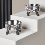 Luxury Stainless Steel Bowl Cat Feeding Bowl Pet Neck Protector High-legged Bowl