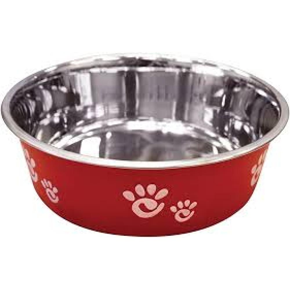 Spot Barcelona Stainless Steel Paw Print Dog Bowl Red Large Spot Barcelona Stainless Steel Paw Print Dog Bowl Red Large