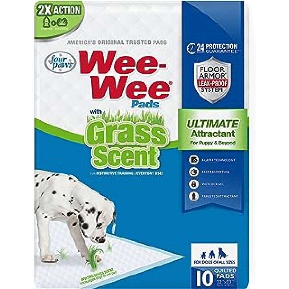 Four Paws WeeWee Ultimate Attractant Dog Pee Pads Grass Scent 10 Four Paws WeeWee Ultimate Attractant Dog Pee Pads Grass Scent 10